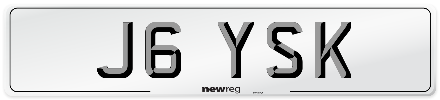 J6 YSK Number Plate from New Reg